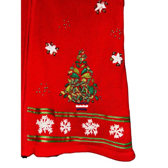 Mercer Street Christmas Sweater Vest Womens L Christmas Tree Snowflakes Beaded - Picture 4 of 8